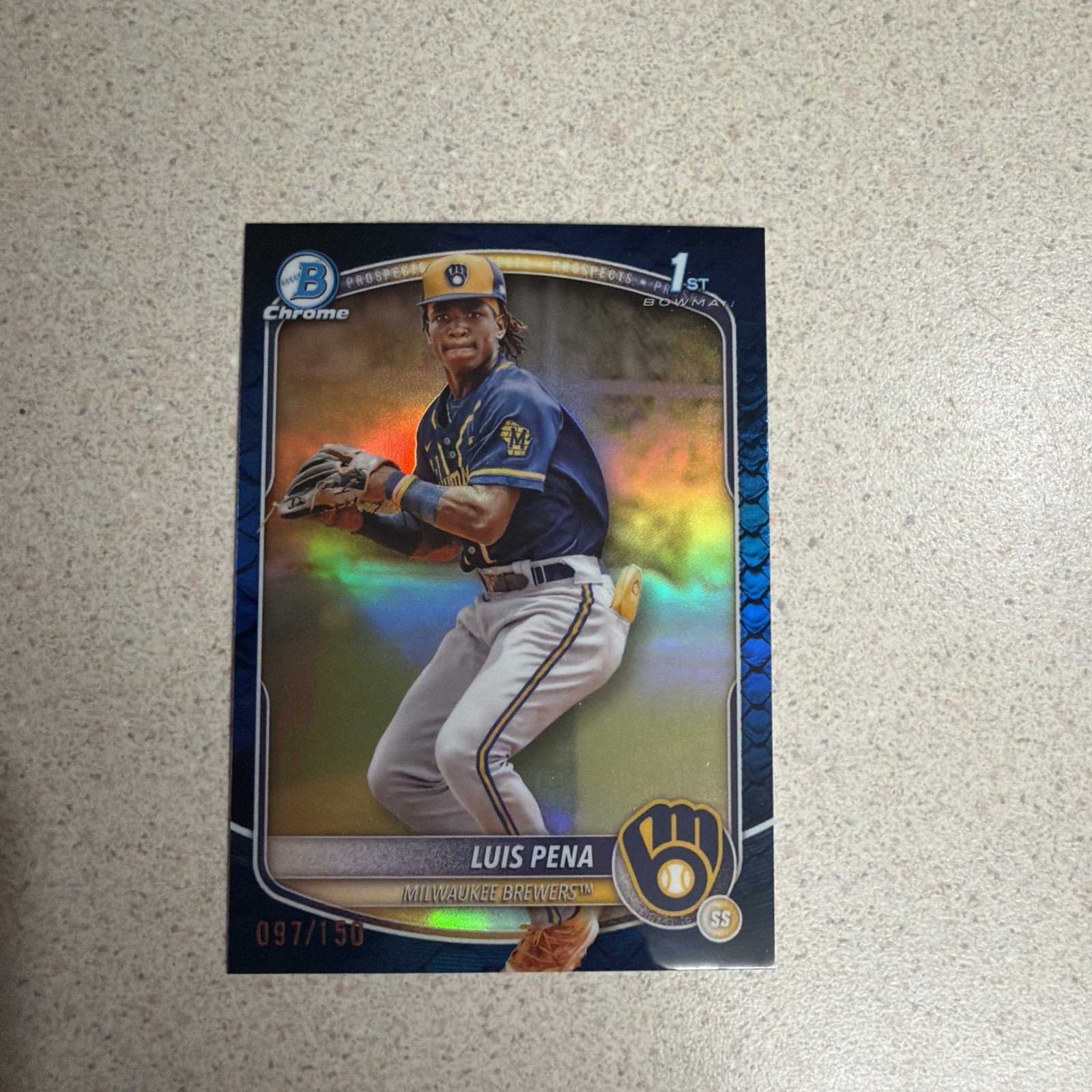 2025 Bowman Luis Pena #BCP-38 Chrome Reptilian Blue Refractor 1st Prospect /150