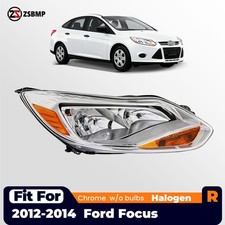 Halogen Headlight For 2012-2014 Ford Focus Wo Bulbs Chrome Passenger Right Side