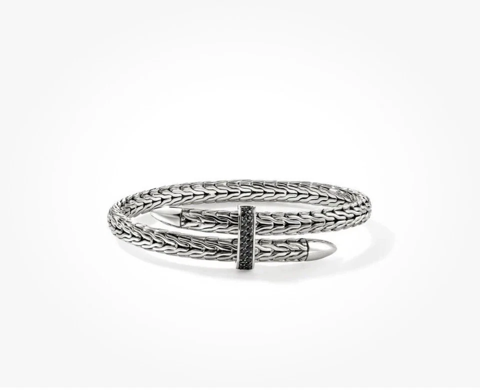 John Hardy Spear Flex Cuff, Sterling Silver with Treated Black Sapphire Size XL - Image 4 of 4