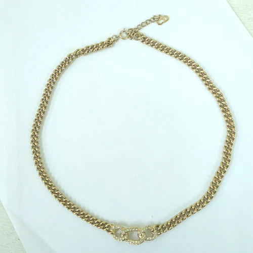 Collana Christian Dior catena strass cristallo L46 cm L3 7 cm H1 1 cm donna con scatola