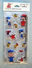 Hallmark Peanuts Graduation Puffy 3D Craft Stickers 2 Sheets New