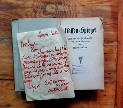 Jack the Ripper From Hell Brief Museumsreplik + Pfaffen-Spiegel Buch ca. 1900