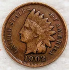 1902 Indian Head Cent Penny Grading F/VF Nice Coin - 1C - #13487