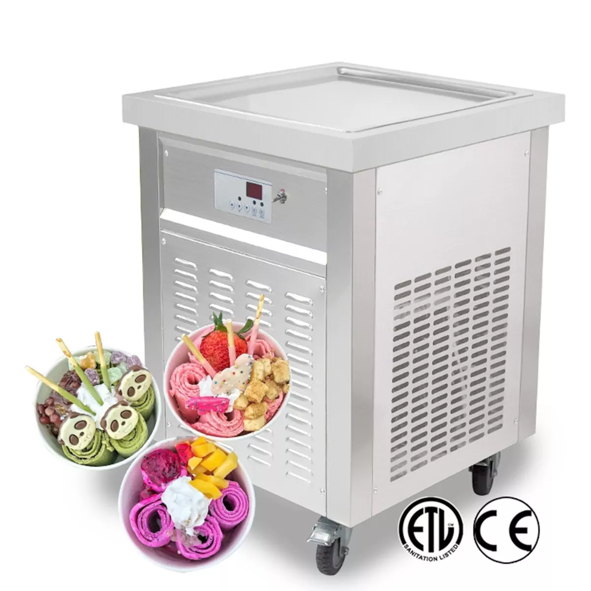 Commercial ETL 22''x22 square pan roll ice cream machine fried ice cream  maker