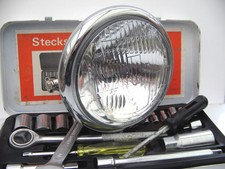 Motorrad Haupt Scheinwerfern für Oldtimer o. Umbauten AME Lampe Chopper KOMPLETT