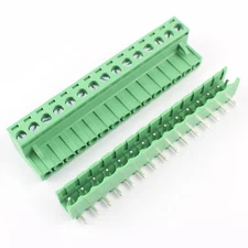 2Pcs 5.08mm Pitch 15 pin 15 way Right Angle Block Screw Terminal Plug Connector