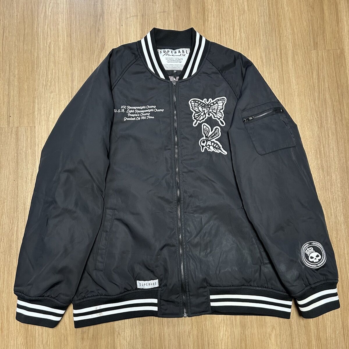 SUPERARE MUHAMMAD ALI EMBROIDERED WORLD CHAMPION BOMBER SUPERARE MUHAMMAD ALI EMBROIDERED WORLD CHAMPION BOMBER