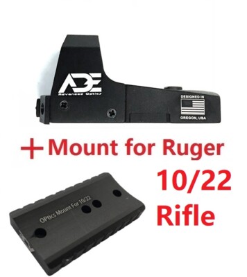 ADE RD3-006B GREEN Dot Sight + Optic Mounting plate for Ruger 10/22 Rifle S/A