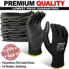 240 PAIRS BLACK PU COATED WORK GLOVES BUILDERS MECHANIC CONSTRUCTION SAFETY GRIP