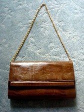 VINTAGE LIGHT BROWN 1980s CLUTCH HANDBAG