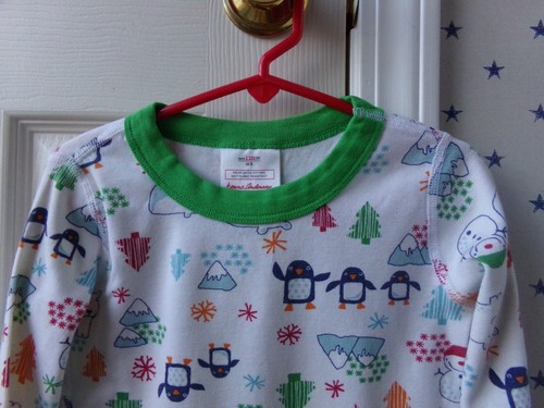 VTG Hanna Andersson Pajama Shirt 5 Boys SNOWMAN Winter Pattern PENGUIN Top 110 - Picture 4 of 14