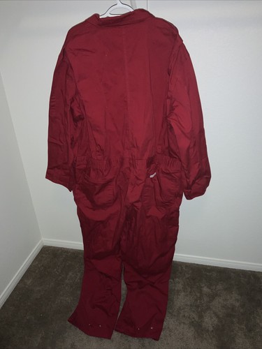 Vintage Walls Master Made Red Jumpsuit Mechanic Work Coveralls Size 56 Tall - Picture 2 of 18