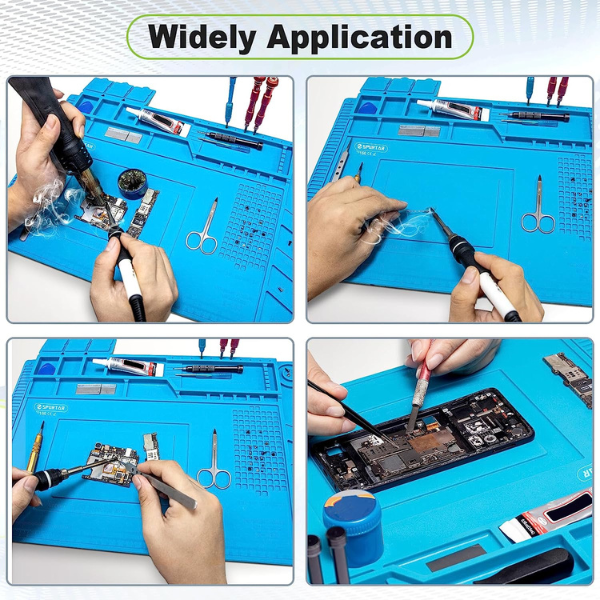 Heat-Resistant Silicone Soldering Mat With Magnetic Solder Desk Pad – Repair Station For Phones, Laptops, Drones