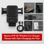 Baseus 15W Qi Wireless Car Charger Mount with Auto Clamping & Fast Charging air