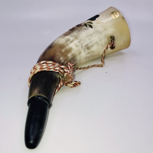 Vintage SWISS SCHWEIZERHORN Souvenir Hand Painted HORN Lodge Decor Cabin - Picture 10 of 11
