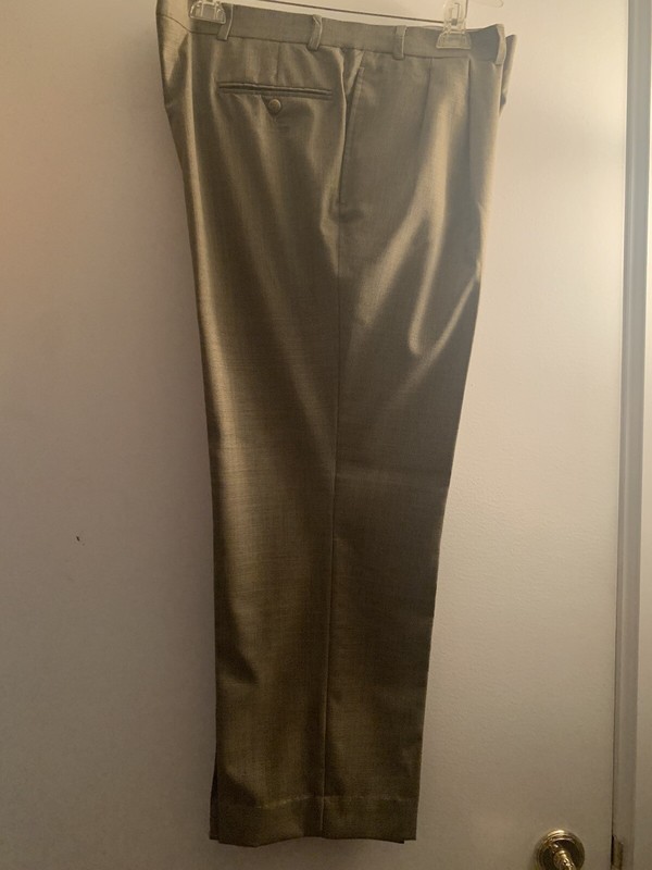 Nautica Men's Wool Dress Pants W 40 X 29 L Houndstooth Brown Beige Pleat Slacks