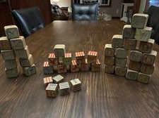 Antique Vintage Children's Wooden Blocks Pictures Letters Numbers 42