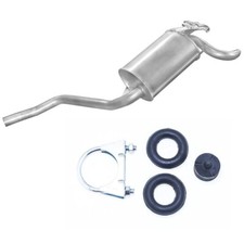 Endschalldämpfer Auspuff Mercedes 190 Typ W201 + Gummis + Schelle 80/87/90kW Neu