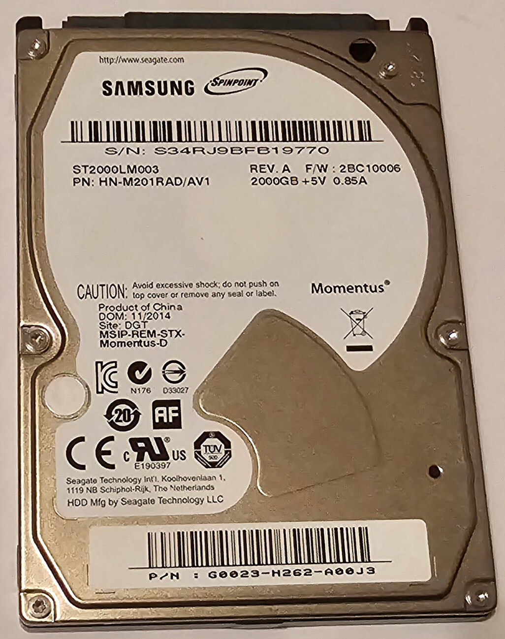 Seagate Samsung Spinpoint M9T ST2000LM003 2TB 5400 RPM 32MB Cache SATA