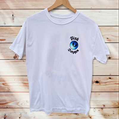 Pink Dolphin Shirt Mens M White Blue Logo Graphic Tee Short Sleeve Streetwear