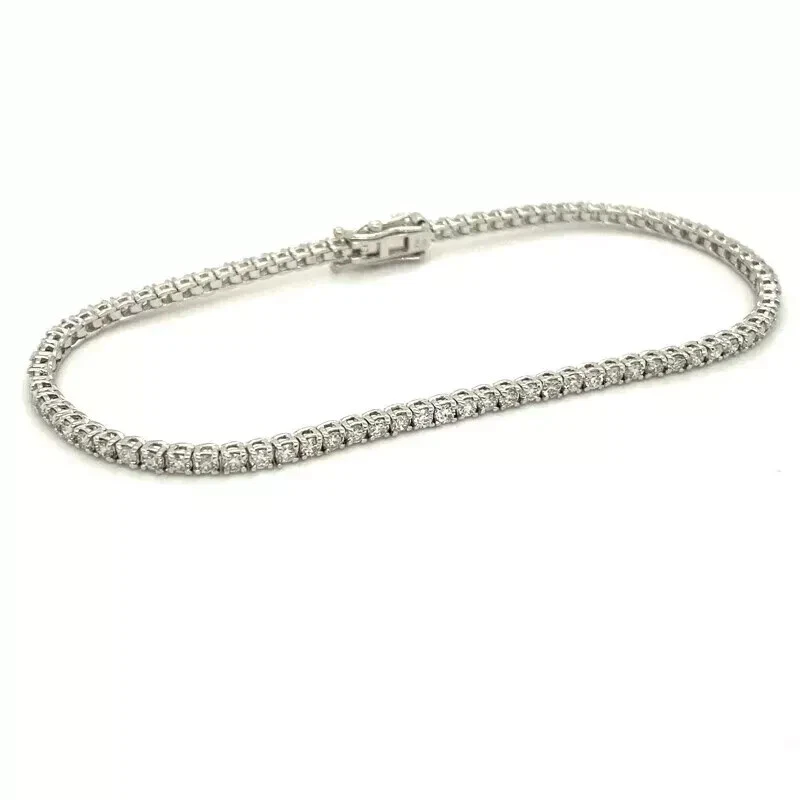 3.02 Carat Natural Diamond Tennis Bracelet  14K White Gold 7'' - Image 2 of 4