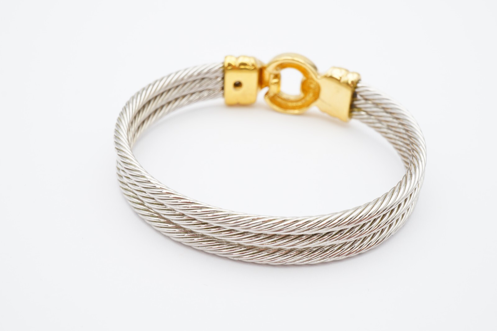 Twisted Wire Cable Bangle Bracelet Silver Tone 6.… - image 4