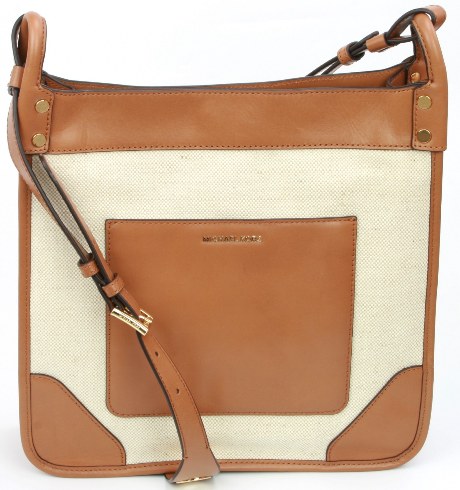 Michael Kors Bag Crossbody Shoulder Messenger Brown & Natural Cream Medium
