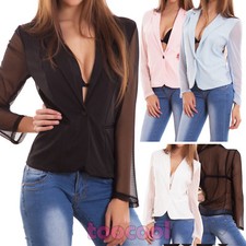 Giacca donna bottone velata schiena nuda cardigan elegante sexy nuova CR-2467