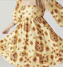 Urban Outfitters Off The Shoulder Linen Boho Mini Dress Yellow Floral XS smocked