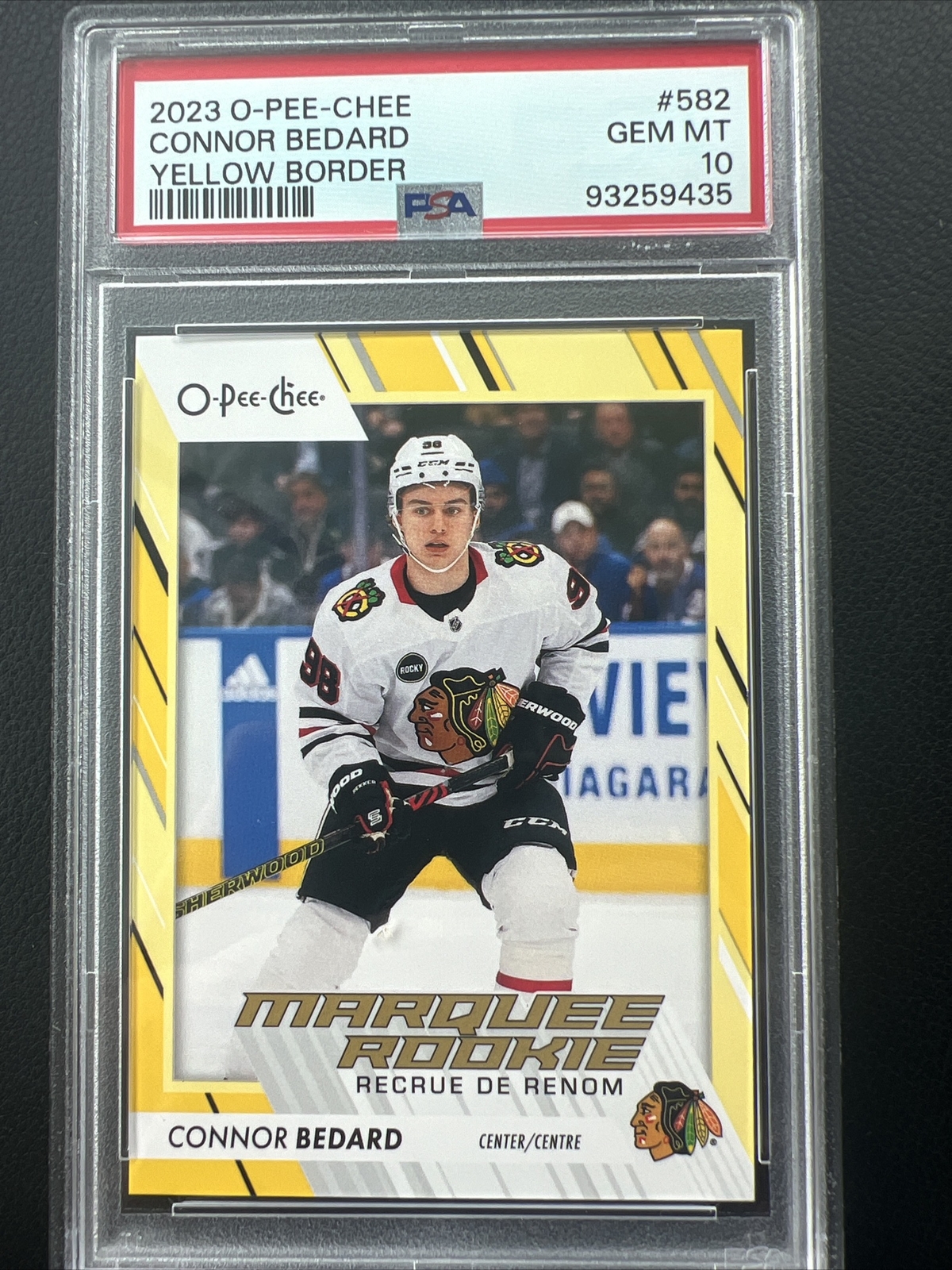 Connor Bedard 2023 O-Pee-Chee Yellow Border #582 Rookie PSA 10 Gem Mint