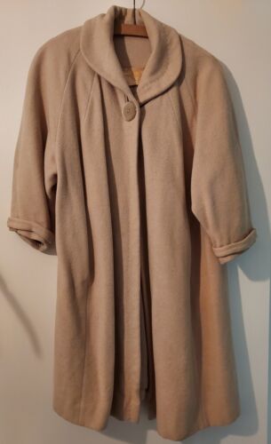 Vintage 1950s Womens Medium Cream Cashmere Coat