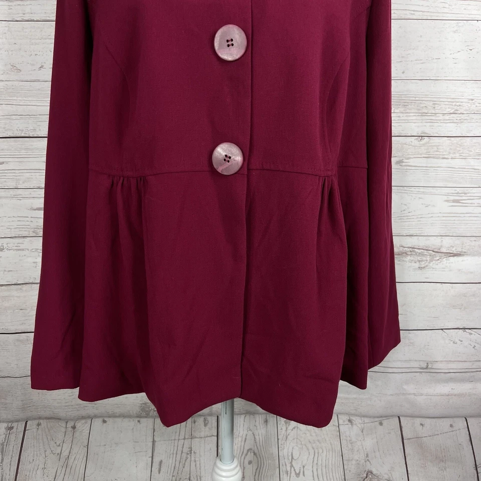 Monroe & Main Womens Snap Button Front Jacket Size 22W Dark Pink Polyester Blend - Image 3 of 4