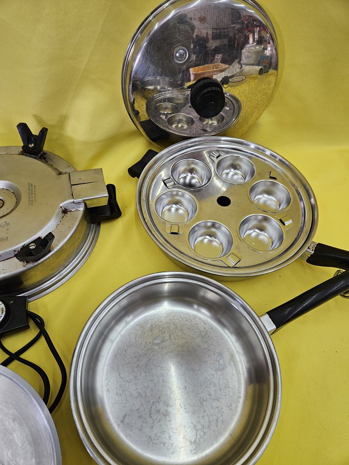 Vtg Saladmaster Oil Core Electric Skillet Pan Vapo Lid 11" 9" 7815 Egg