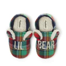 Dearfoams Memory Foam Slippers Kids Plaid Size 4/5 LIL BEAR NWT