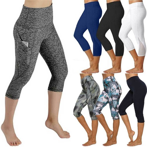 Womens High Waist Yoga Pants Pockets 