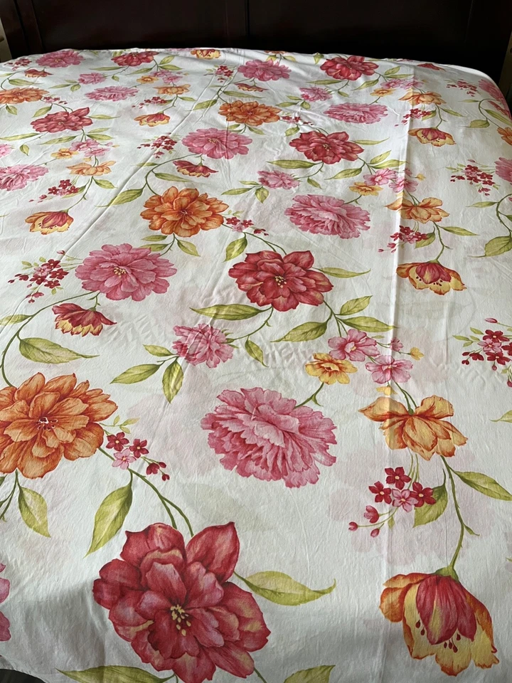 Edredón Hillcrest Big Floral Rosa Naranja Verde King y fundas de almohada King Foto 2 de 4