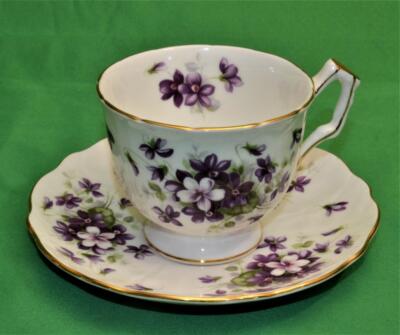 AYNSLEY English violet  陶器 Vintage AYNSLEY Fine China England Purple VIOLETTE Pattern Set Cup