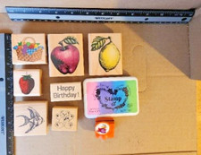 Teddy Bear Rubber Stamp And Others Wood Mounted Plus Stamp Pad Made In USA Z 