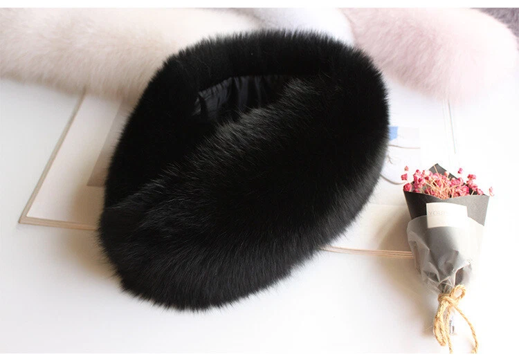 100% Real Fox Fur Scarf Knitted Neck Warm Collar Scarves Wraps Winter Women's - image 2 of 4