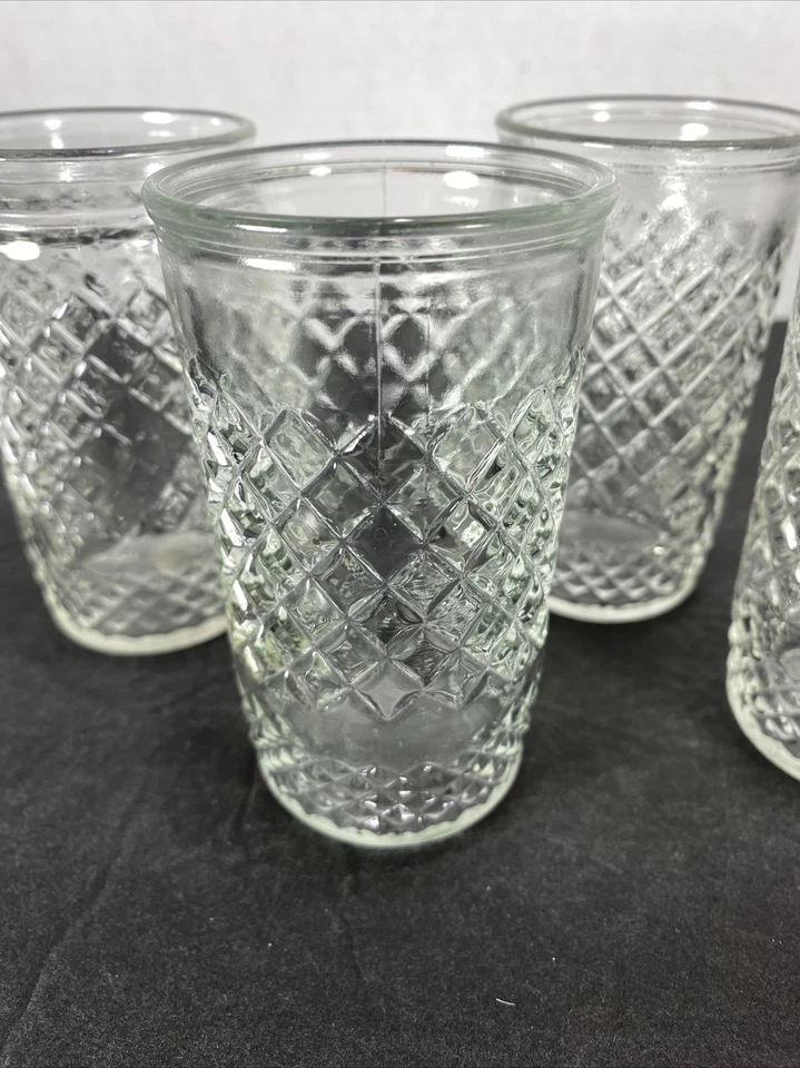 Juego de 4~ Cristalería de Jugo Vintage Corte Cristal Transparente 4oz Foto 3 de 4