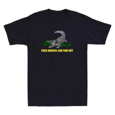 Crocodile Fuck-Around And Find Out Funny Parody Quote Gift Vintage Men's T-Shirt