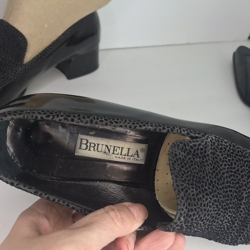 Mocassino donna Brunella nero vernice, camoscio blu taglia 40 1/2 Made in Italy - Foto 10 di 12