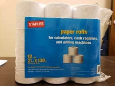 Staples 12 Paper Rolls for Calculator Cash Register Adding Machine 2 1/4"