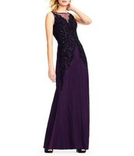 ADRIANNA PAPELL Size 0 Amethyst Beaded Bodice Long Gown NWT 359