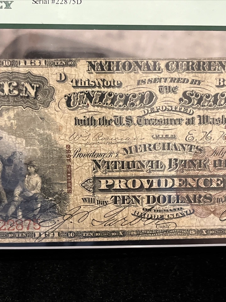 1882 $10 Brown Back The Merchants National Bank PROVIDENCE RI CN #1131 PCGS 12 - Image 4 of 4