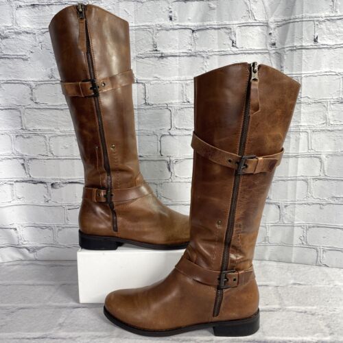 Matisse Militia Distressed Brown Leather Riding Boots Women's Size 7.5 M