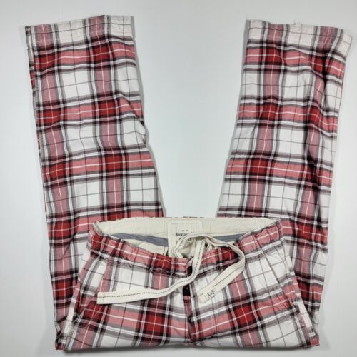 Abercrombie Fitch Men's Chino Pants Red White Plaid Button Fly Size Small / 29" - Picture 1 of 13