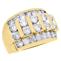 10K Gelbgold Kanalgefasster Diamant Ehering Herren 19Mm Fancy Pinky Ring 4 Ct