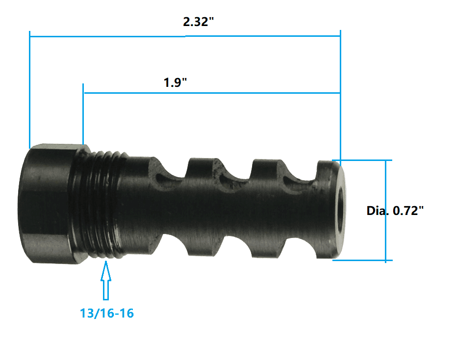 Muzzle Brake 1/2x28 1/2x36 5/8x32 5/8x24 Thread With 13/16x16 Thread ...