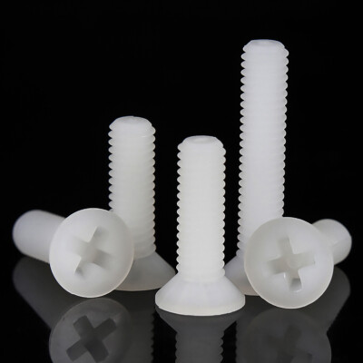 Weiß Nylon DIN 965 M2,5 M3 M4 M5 M6 M8 Kunststoff SenkkopfSchrauben Kreuzschlitz